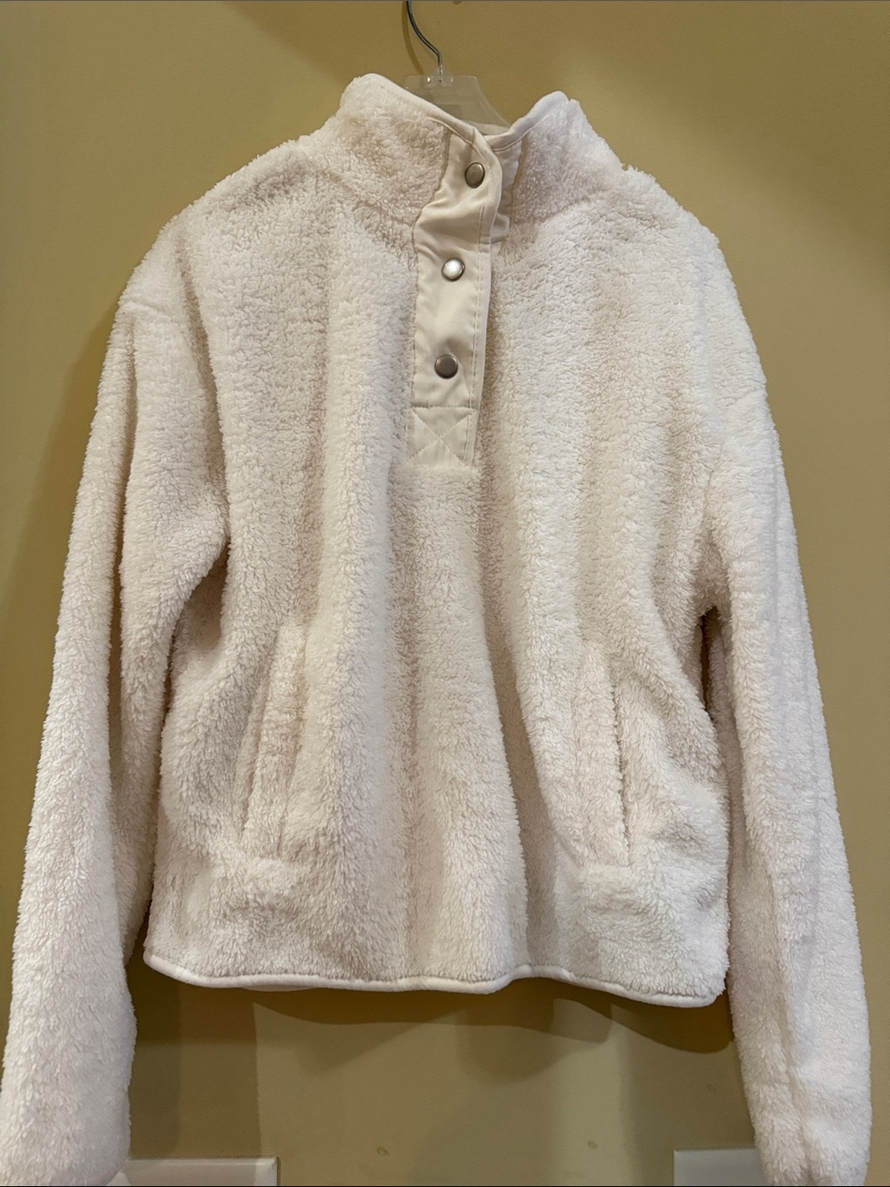 Wallflower Cream Sherpa Snap-Front Pullover